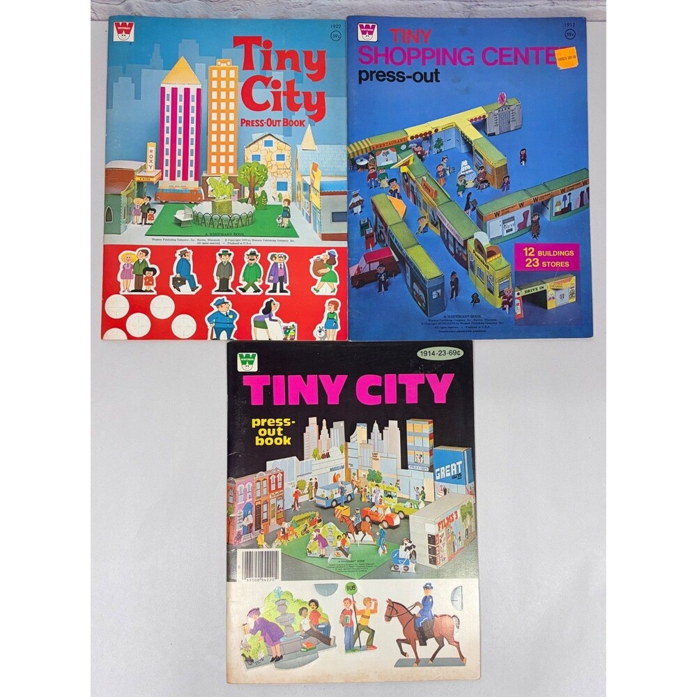 Whitman Tiny City Press Out Books Unpunched Lot of 3 1970s Vtg